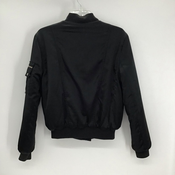 Marciano Puffy Bomber Jacket Gold Hardware Full Front Zip-Up Black Casual Size M - Picture 6 of 10